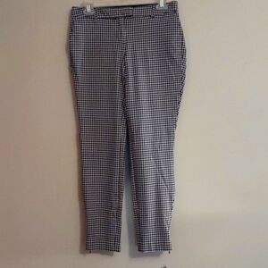 Cynthia Rowley Size 2 Black White Houndstooth‎ Stretch Crop Pants Zip Ankle